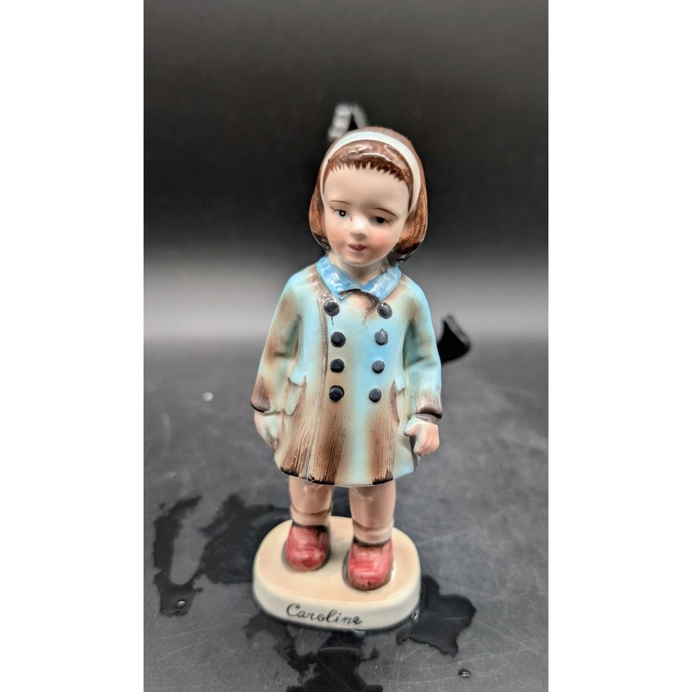 Vintage Inarco Japan Caroline‎ Kennedy Figurine Blue Coat E-1845 Mid Century 5"